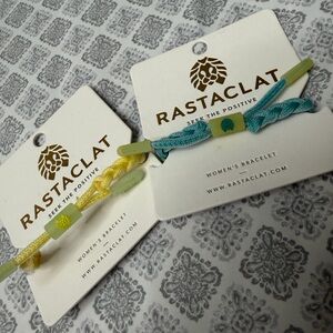 2 Bracelets. Rastaclat Women's Braided Bracelet Set - Yellow and Blue